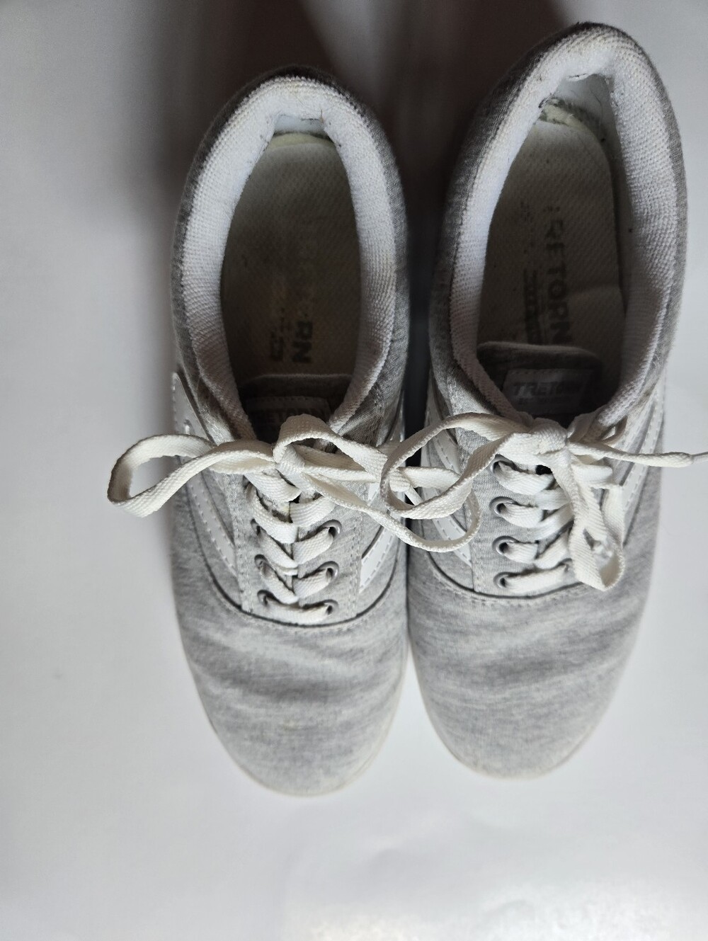 Tretorn Light Gray Canvas Lace-Up Sneakers with White Accents